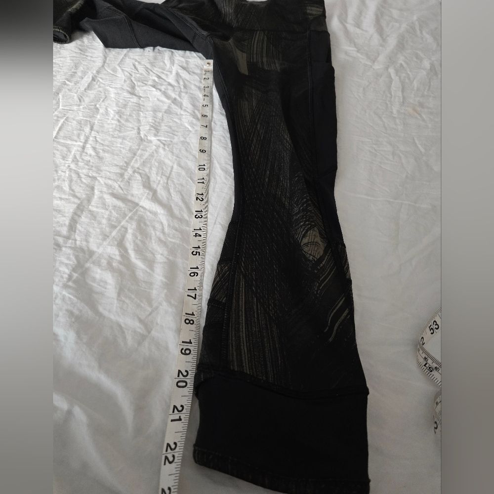 Lululemon Fresh Mesh Run Crop Leggings Sz4 Wind Chill Fatigue Green Blck Pockets - Picture 9 of 16